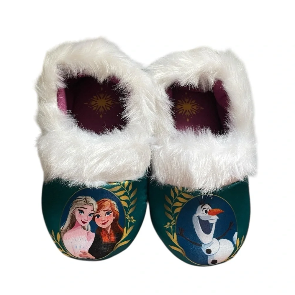 Frozen Kids Slippers with White Fur Trim
